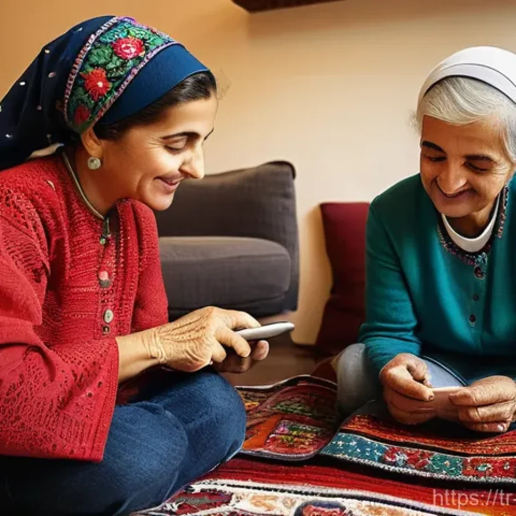 구전지식 기록법과 사회적 인식 변화 - **A heartwarming scene of intergenerational learning and cultural exchange in a Turkish home.** An e...