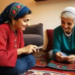 구전지식 기록법과 사회적 인식 변화 - **A heartwarming scene of intergenerational learning and cultural exchange in a Turkish home.** An e...