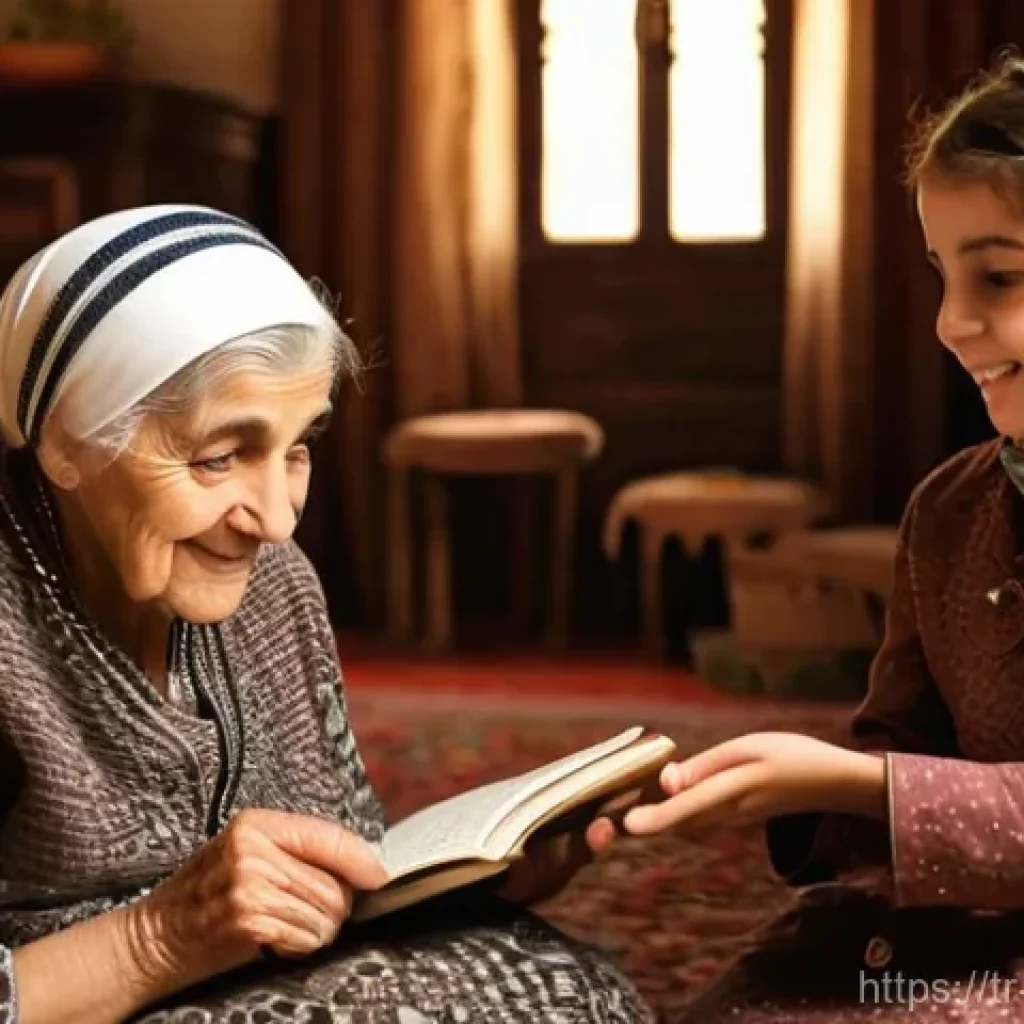 구전지식 기록법의 다각적 접근 방법 - **Prompt 1: Intergenerational Storytelling in a Turkish Home**
A heartwarming scene featuring an...