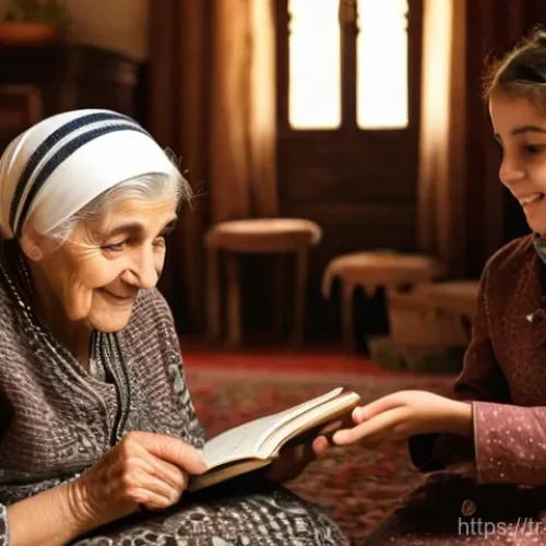Home 20 구전지식 기록법의 다각적 접근 방법 - **Prompt 1: Intergenerational Storytelling in a Turkish Home**
A heartwarming scene featuring an...