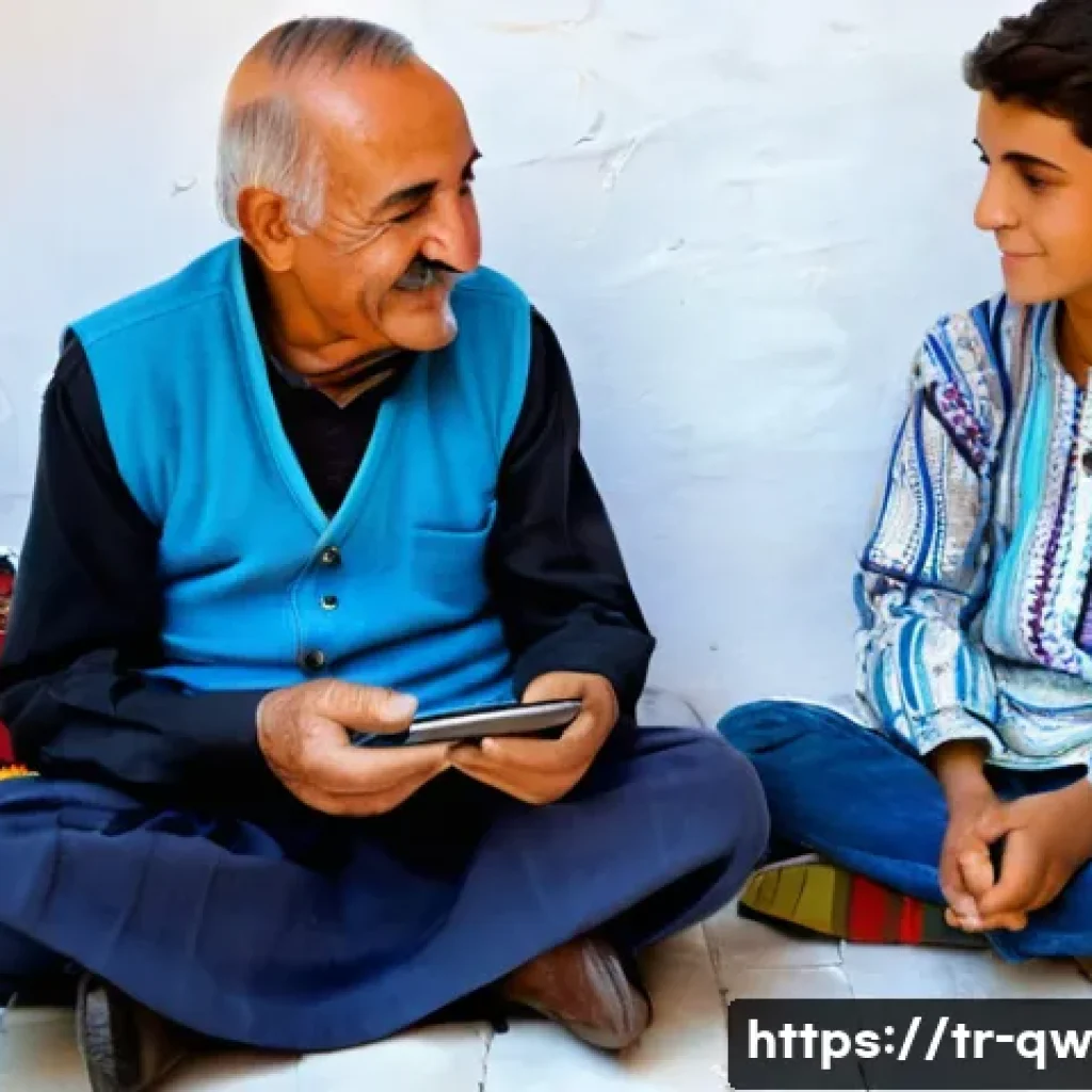 구전지식 기록법을 위한 교육 프로그램 개발 - **Prompt:** "A heartwarming and authentic scene inside a cozy, traditionally decorated Turkish 'köy ...