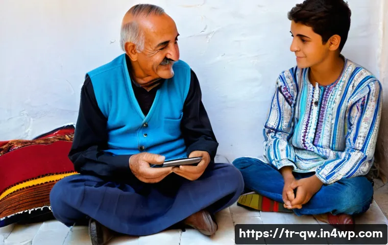 구전지식 기록법을 위한 교육 프로그램 개발 - **Prompt:** "A heartwarming and authentic scene inside a cozy, traditionally decorated Turkish 'köy ...